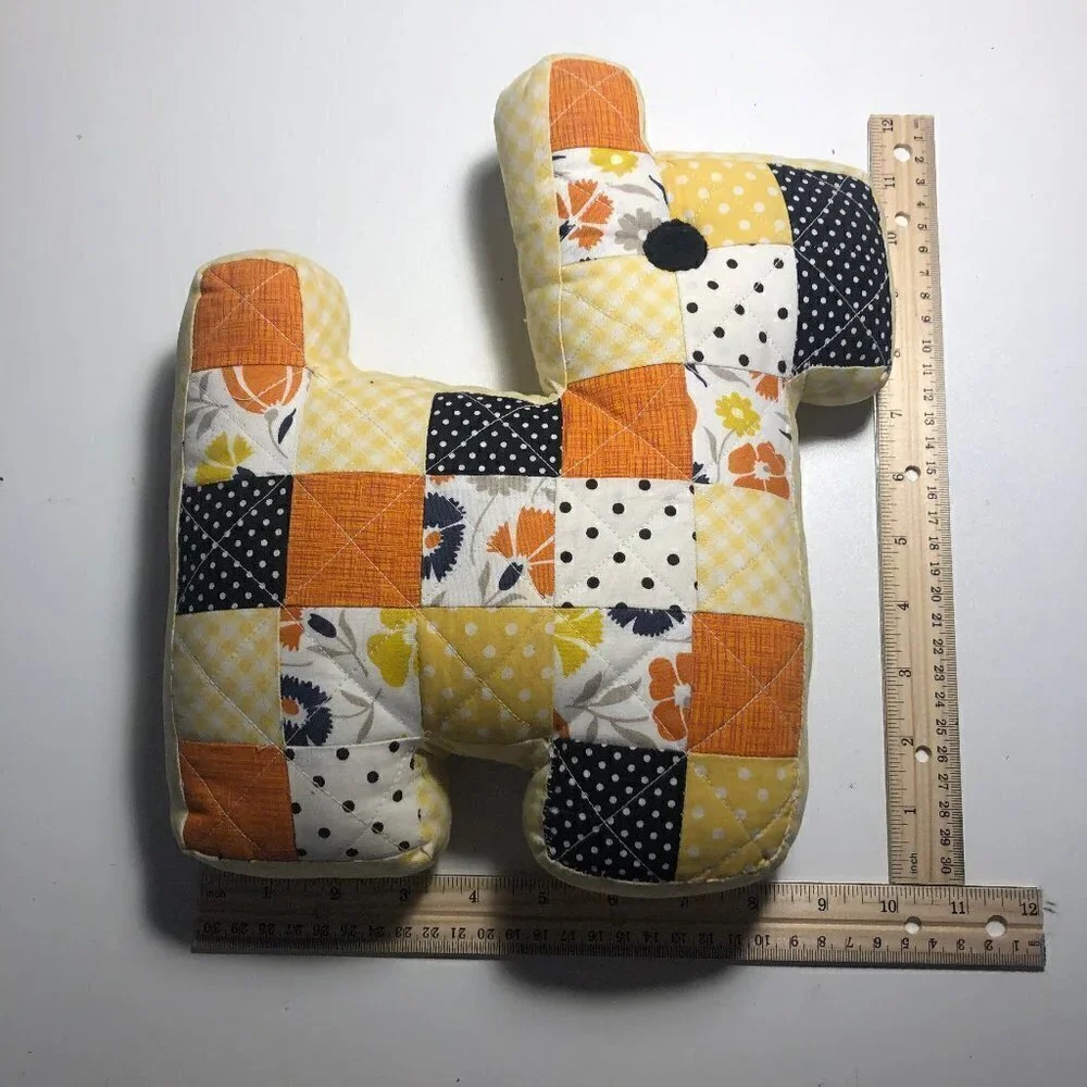 🛒 $9 - Patchwork Dog Homemade Quilted Yellow and Orange 12